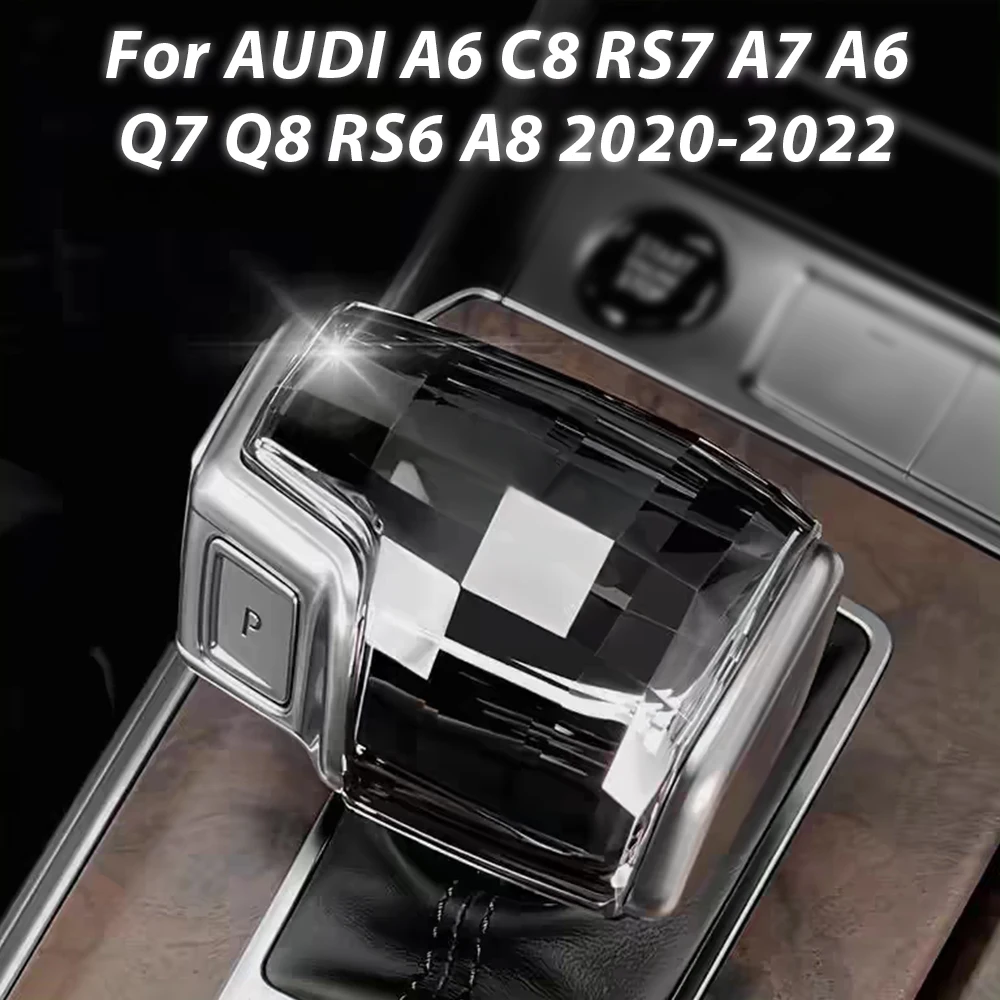 Crystal Gear Stick Shfit Knob Cover Shifter Cap for Audi A6 C8 A7 RS6 RS7 Q7 Q8 S8 2019 2020 2021 RS Sline Logo Upgrade Interior