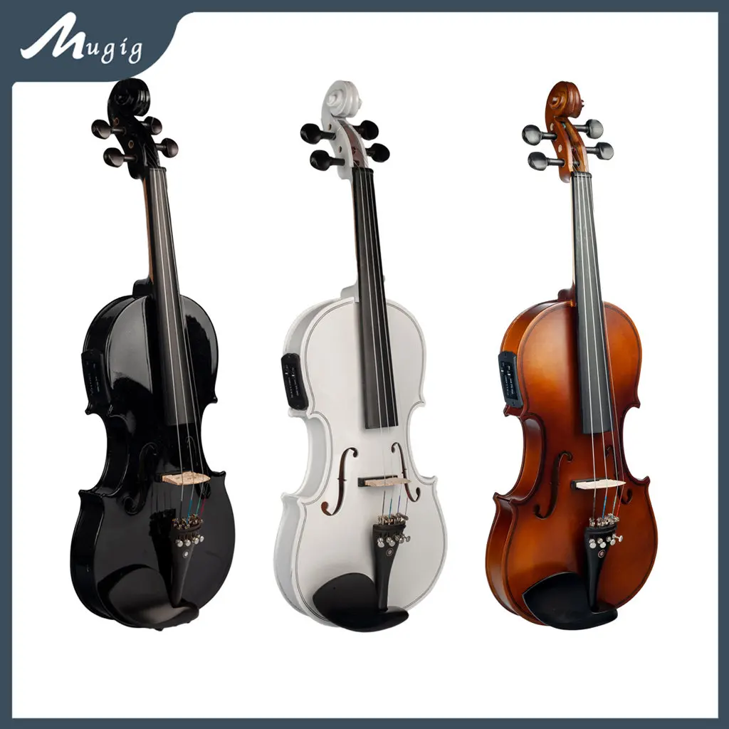 

Mugig 4/4 Acoustic Electric Violin Set Full Size Fiddle for Students Kids Adults with Hard Case Shoulder Rest Rosin Bow Strings