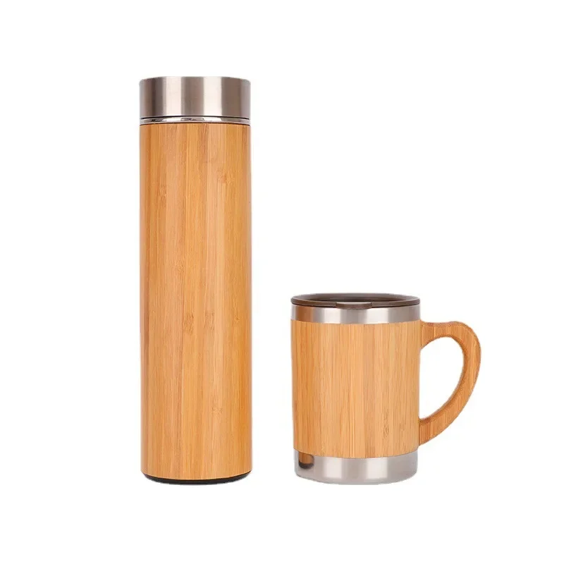 Bouteille thermos en acier inoxydable et bambou, garde votre thé ou votre café au chaud tout en voyageant avec style