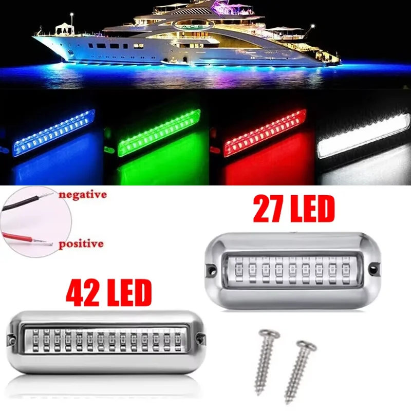 

42LED Yacht Underwater Light Stainless Steel Marine Navigation Light IP68 Waterproof Marine Boat Lamp Yacht Car Accessories
