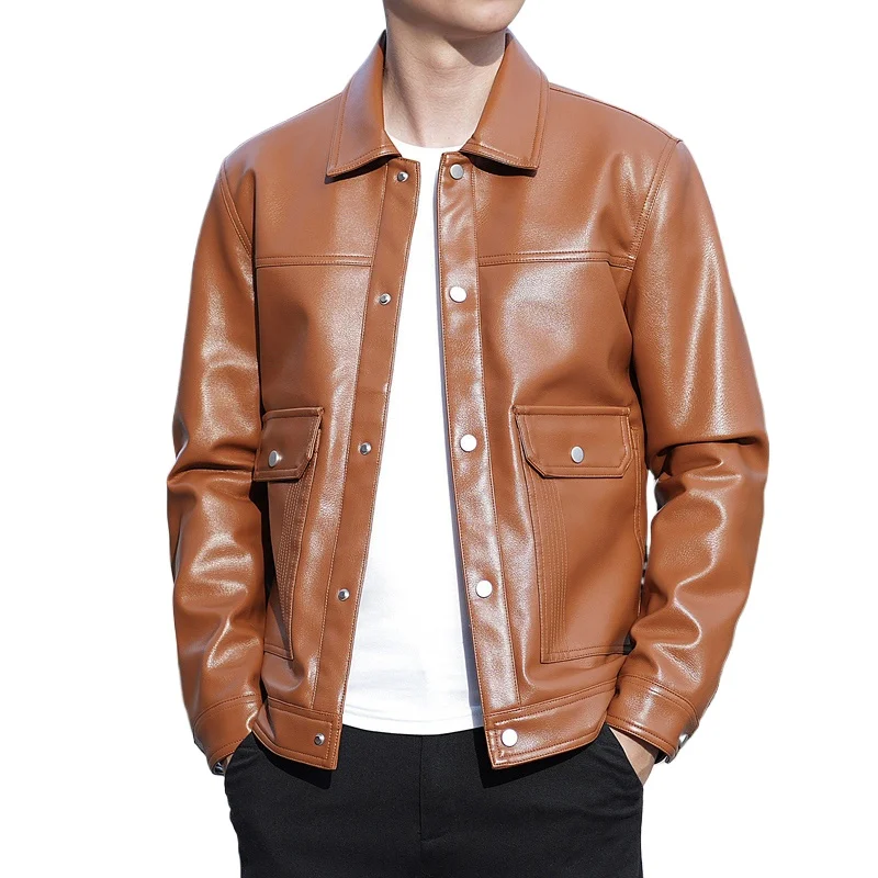 

Leather Jackets for Men in Spring and Autumn Vintage PU Leather Jacket Men Biker Leather Top New Leather Blazer Man Winter Coats