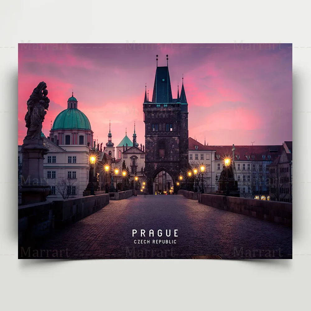 Prague Urban Architecture Landscape Art Poster Czech Republic Capital Photography Wall Art Print City Streetscape Canvas Print
