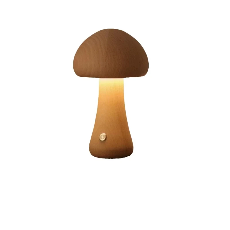 High-end Charging Light Emitting Diode Bamboo Night Light Wooden Mushroom Bedside Sleeping Atmosphere Home Decoration