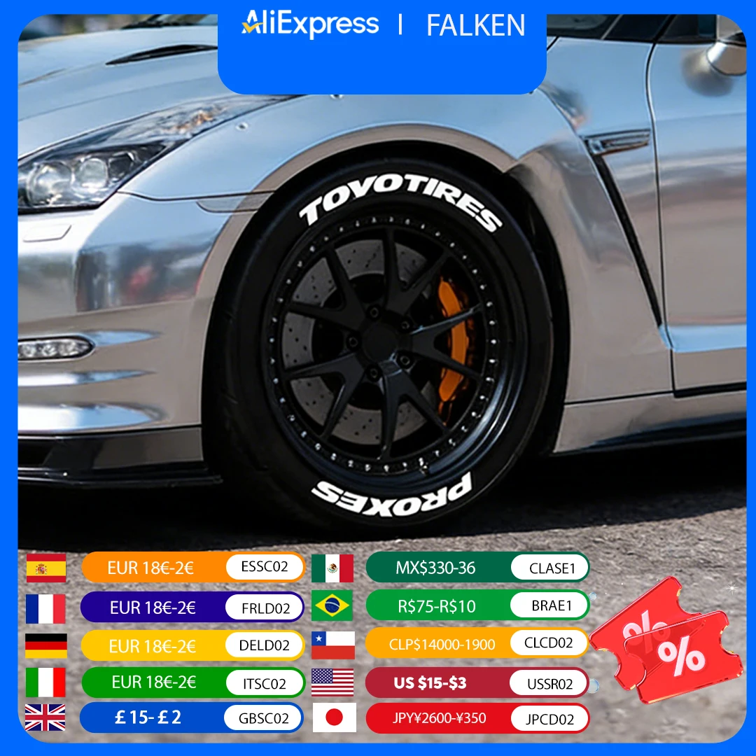 4 Sets For 4 Wheels Letters Tire Car Stickers Universal 3D Auto Motorcycle Water Proof Decals Styling Stickers Without Glue