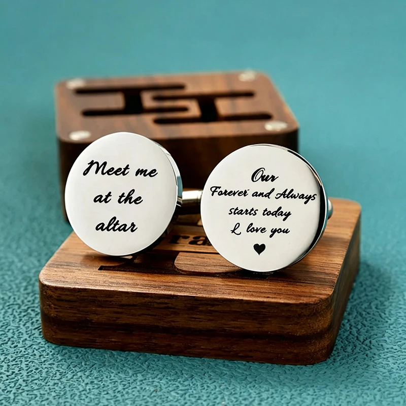 Mens Cufflinks Our Forever And Always Stainless Steel Shirt Accessories Wedding Groom Classic Love Gift For Men