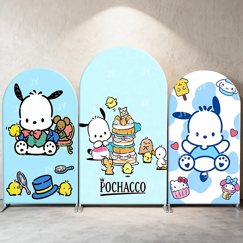 

Pochacco Blue Dessert Fun Theme Arch Backdrop Cover Cute Cartoon Scene For Kids Birthday Baby Shower Photo Booth Background