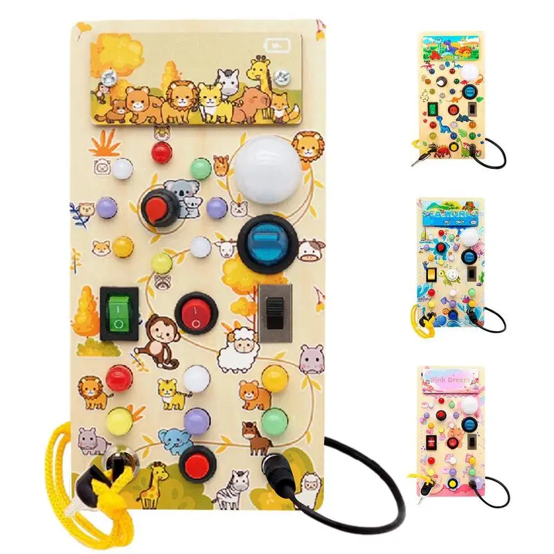 

Montessori Busy Switches Montessori Sensory Busy Toy with Music With LED Light Switch Control Board Travel Activities Children