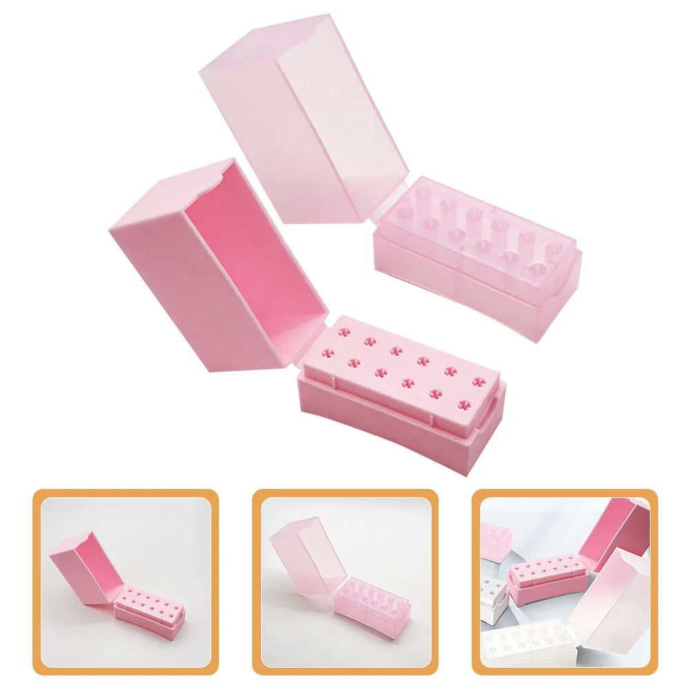 

2Pcs Nail Drill Bit Storage Box Premium No Odor Plastic Organizer for Manicure Polishing Heads Nail Drill Bits Display Box