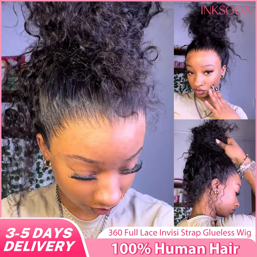 

36-дюймовый HD парик с невидимыми лямками, 360-градусный фронтальный парик из 100% натуральных волос, плотность 220%, глубокая волна, черный, без клея, с регулируемой застежкой на шнурке