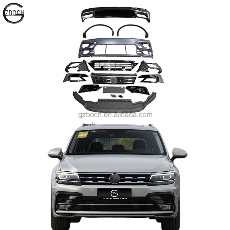 

BOCH Car bumpers For VW Tiguan facelift R-line Front Car Bumper car Grille Wheel Arches Diffuser exhaust pipe bodykit