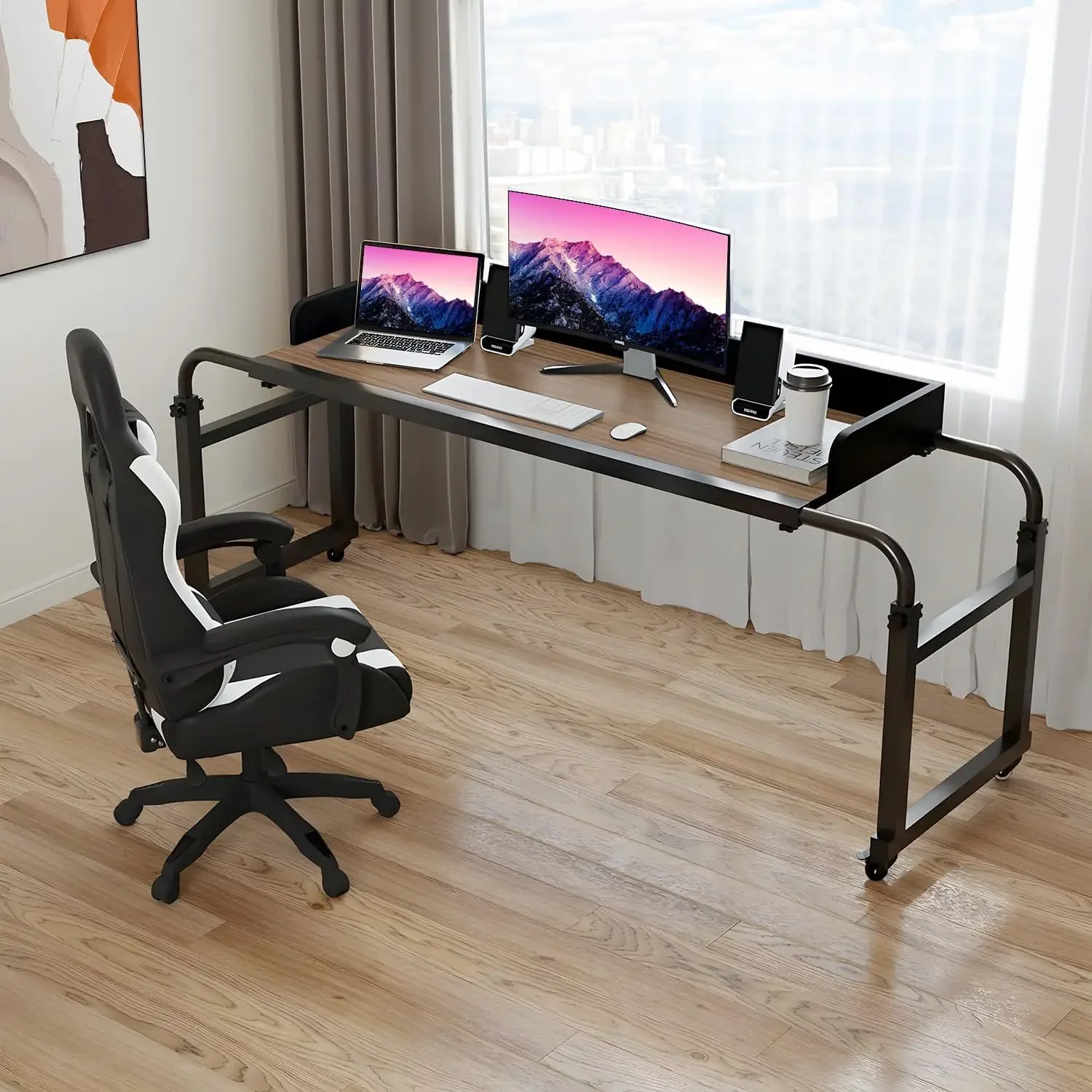 Nachtkastje, bovenbedtafel met in hoogte verstelbare wielen, laptoptafel voor bed, bedladen om te eten, gebouwd in ziekenhuis