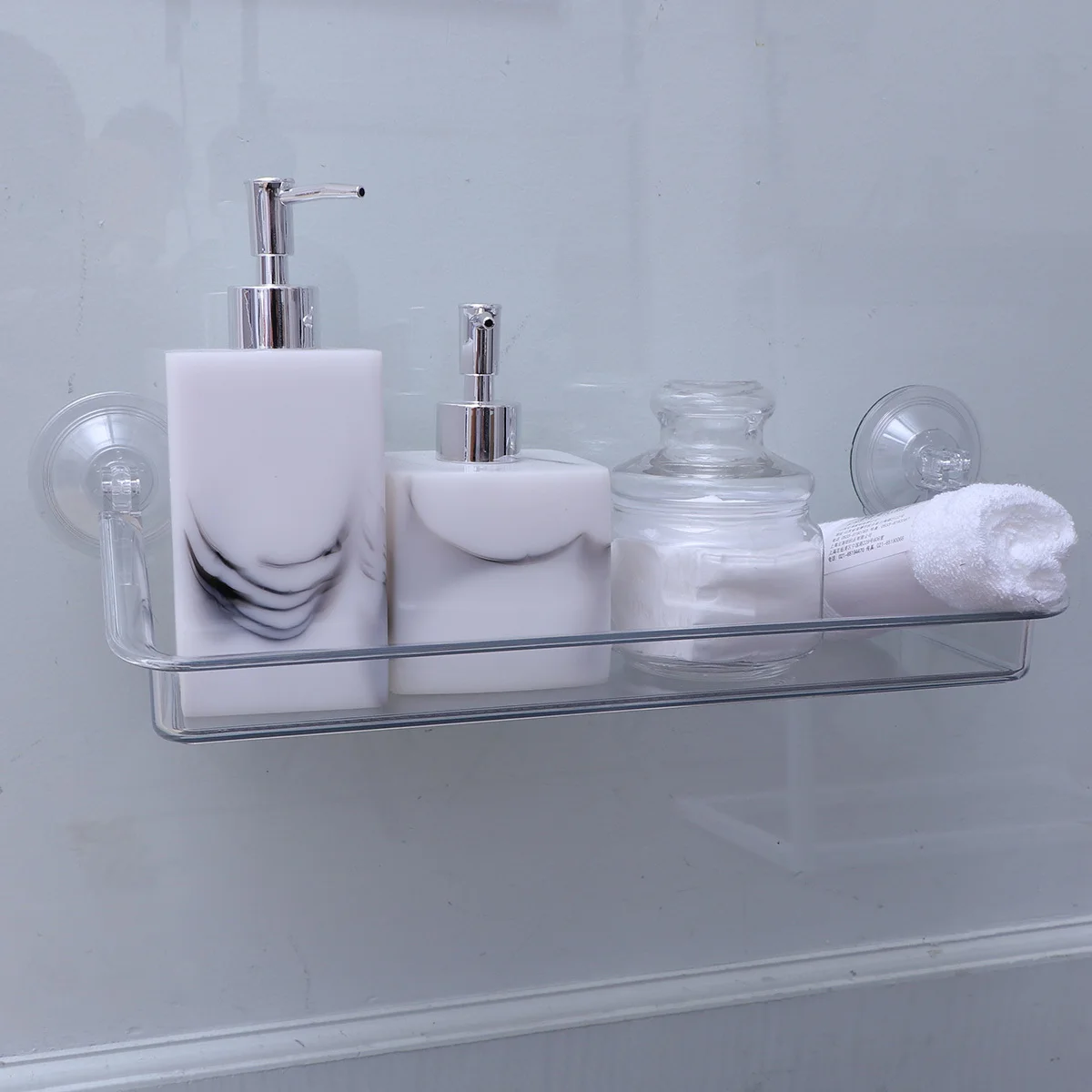 

Suction Cup Storage Rack Invisible Design Strong Adhesive For Bathroom Kitchen Shower Shelf Bath Rack Holder