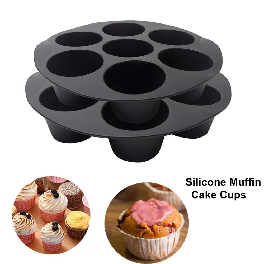 7/8Inch Air Fryer Silicone Muffin Pan 7 Holes Cupcake Mold Non Stick Baking Mould For Microwave Oven Airfyer Accessories