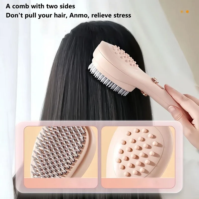 Peine de masaje portátil, cepillo de pelo autolimpiante, peine telescópico para el cabello, peine de masaje antiestático para el cuero cabelludo para el cuidado de la cabeza