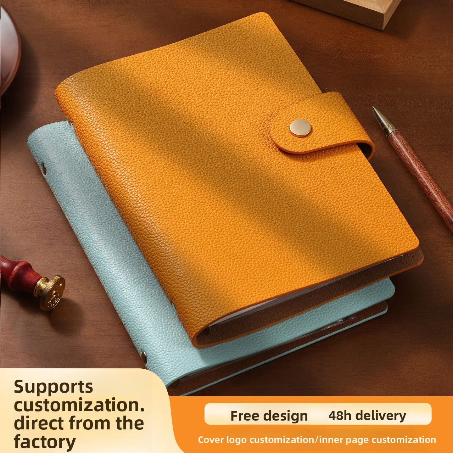 A5 Two Layer Cowhide Loose Leaf Binder Notebook with 80 Sheet Acid Free Inner Pages, Zip Pocket, Card Slots, Storage Pouches