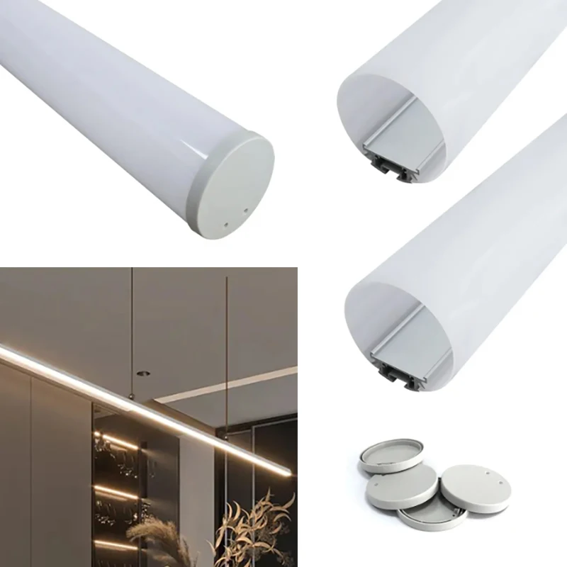 60 مللي متر جولة Led الألومنيوم الشخصي تعليق السقف الخطي مع غطاء الناشر شريط قناة الألومنيوم #3