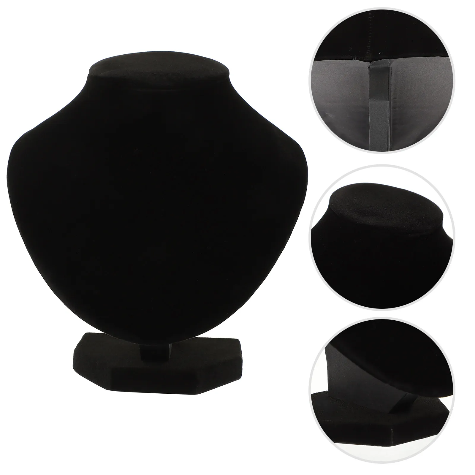 

Черная подставка-бюст для демонстрации ювелирных изделий: ожерелий, серег, кулонов. Стильный декор для туалетного столика, прилавка, розничного магазина, домашнего интерьера.