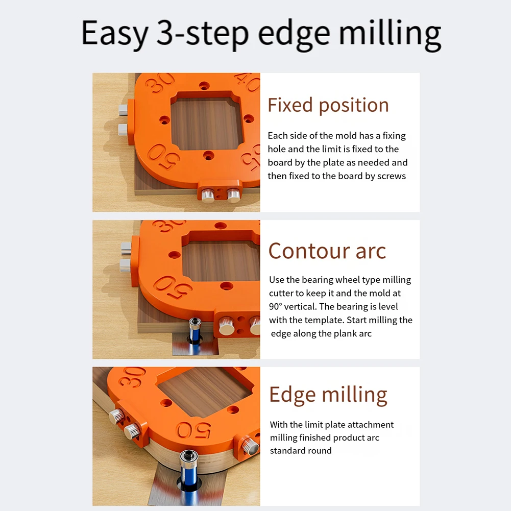 Cetakan Radius Sudut untuk Router Kayu Jig R10-R25/R30-R50 Alat Penggiling Sudut Melengkung Alat Radian Melingkar untuk Pekerjaan Kayu