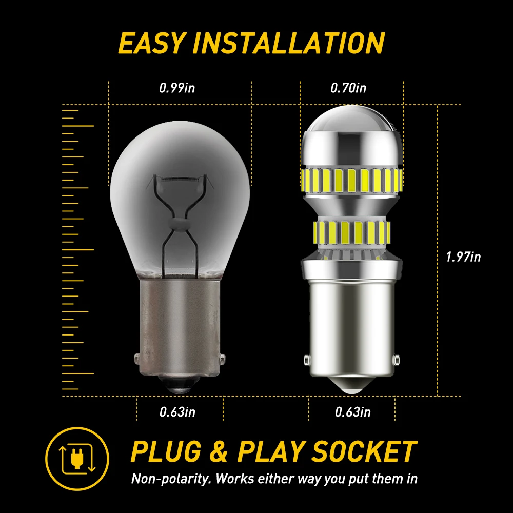 Ledデイタイムランニングライト,フォルクスワーゲン,vw,パサートb7,ポロ,ルノーメガーヌ,キアリオ,2ユニット用のcanbus 1156 ba15s p21w drl電球