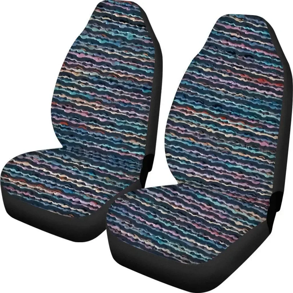 Stripe Front Seat Covers Bohemia Design Car Interior Protector Set of 2 Universal Fit for Vehicle Sedan and Jeep