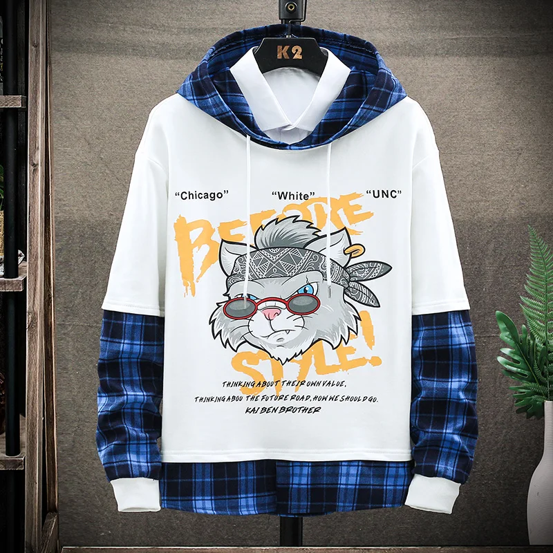 Spring 2022 New Men's Matching Hoodie Hat Long Sleeve Fashion Trend Versatile Printed Casual Hoodies Men High Quality Sweatshirt