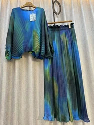 2024 New Women's Pleated Shirt Wide Leg Pants Suit Loose High Waist Chic and Elegant Female Outfits Summer Fashion two Piece Set