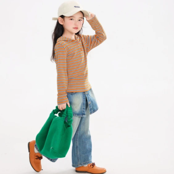 Korean Casual Flare Girls Jeans New Style Korean Fashion 2026 Fall Fashion Patchwork Diaper Cover Skort
