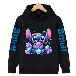 New Stitch Children Hoodies Autumn Winter Kids Add Velvet Pullover Casual Clothes Kid Girl Boy Cartoons Kawaii Tops Sweatshirts