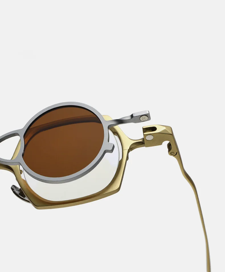 Avant-Garde Geometric Clip-on Sunglasses, Handmade β-Titanium Frame, Premium Designer Eyewear for Unisex