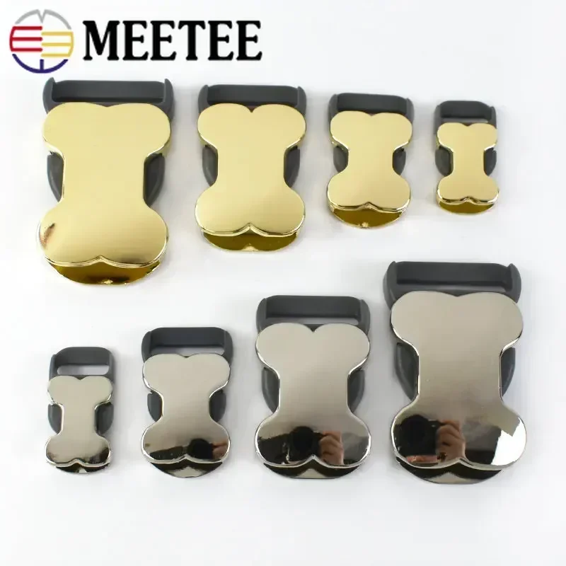 2/4/10Pcs 10-25mm Metal Side Release Buckles Cute Bone Pet Dog Collar Insert Buckle Backpack Adjust Clasp DIY Luggage Accessory