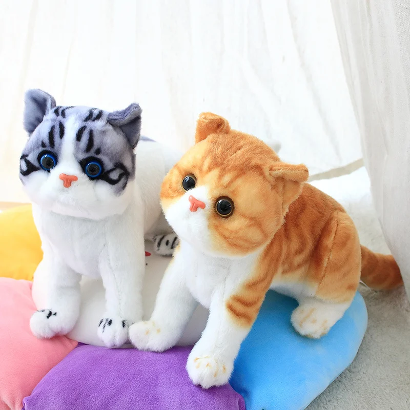 26CM Kawaii Stuffed Lifelike Cats Plush Toy Simulation Cute Cat Baby Appease Doll Pet Toys Home Decor Gift For Girls Birthday