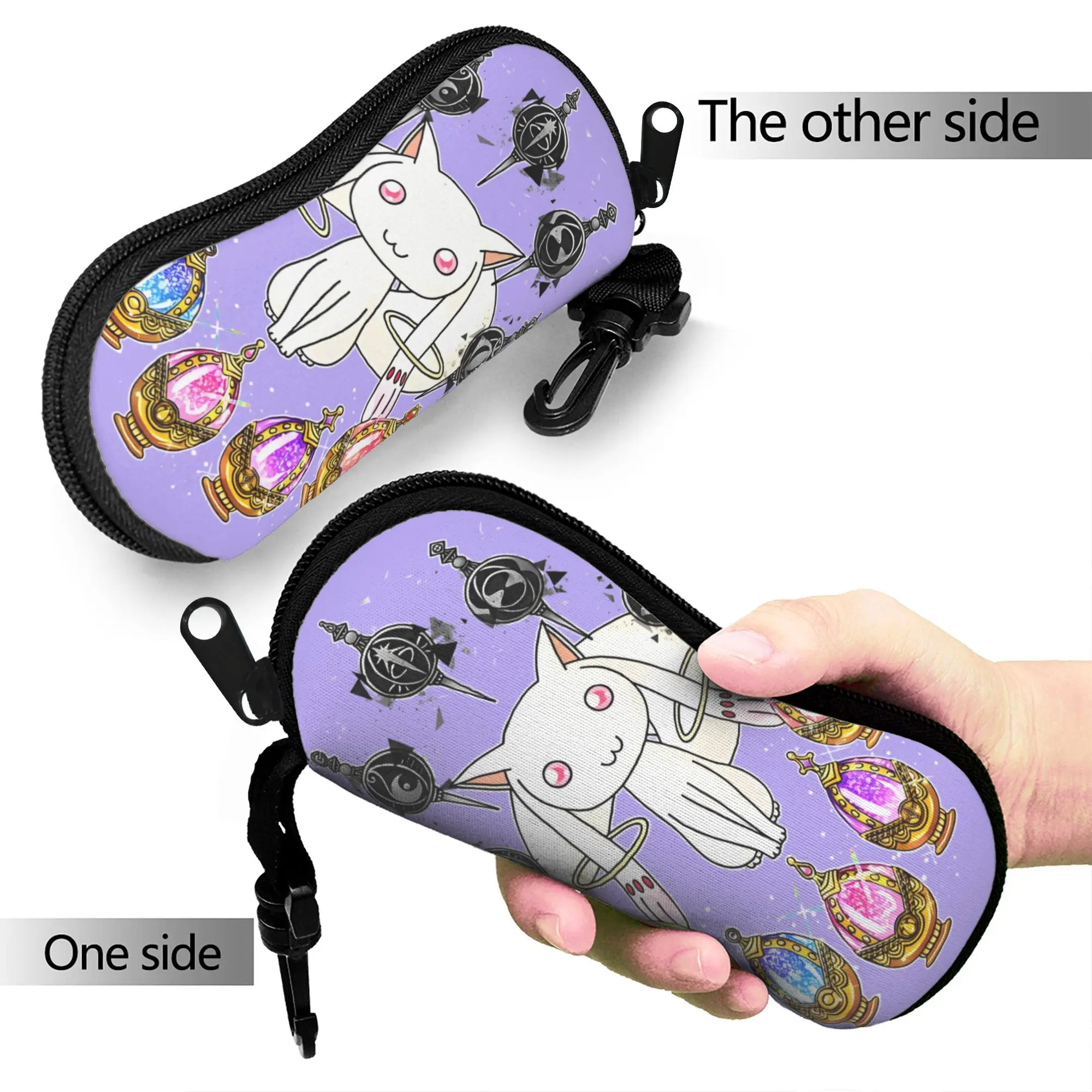 Puella Magi Madoka Magica Cute Kyubey Glasses Case Men Women Waterproof Zipper Anime Eyeglasses Storage Box Sunglasses Box