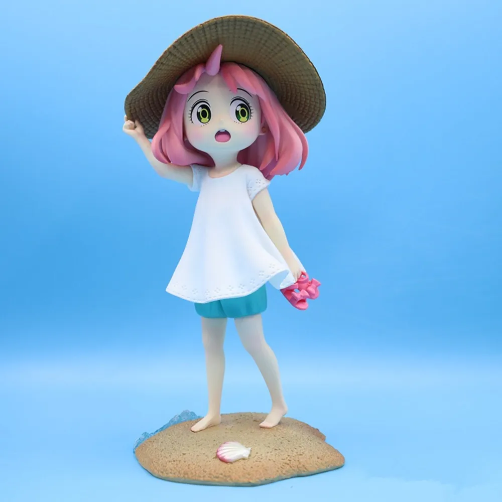 25cm anime anya forger figuras gk espião × família figuras de ação praia verão pvc coleção modelo ornamento brinquedos presentes aniversário