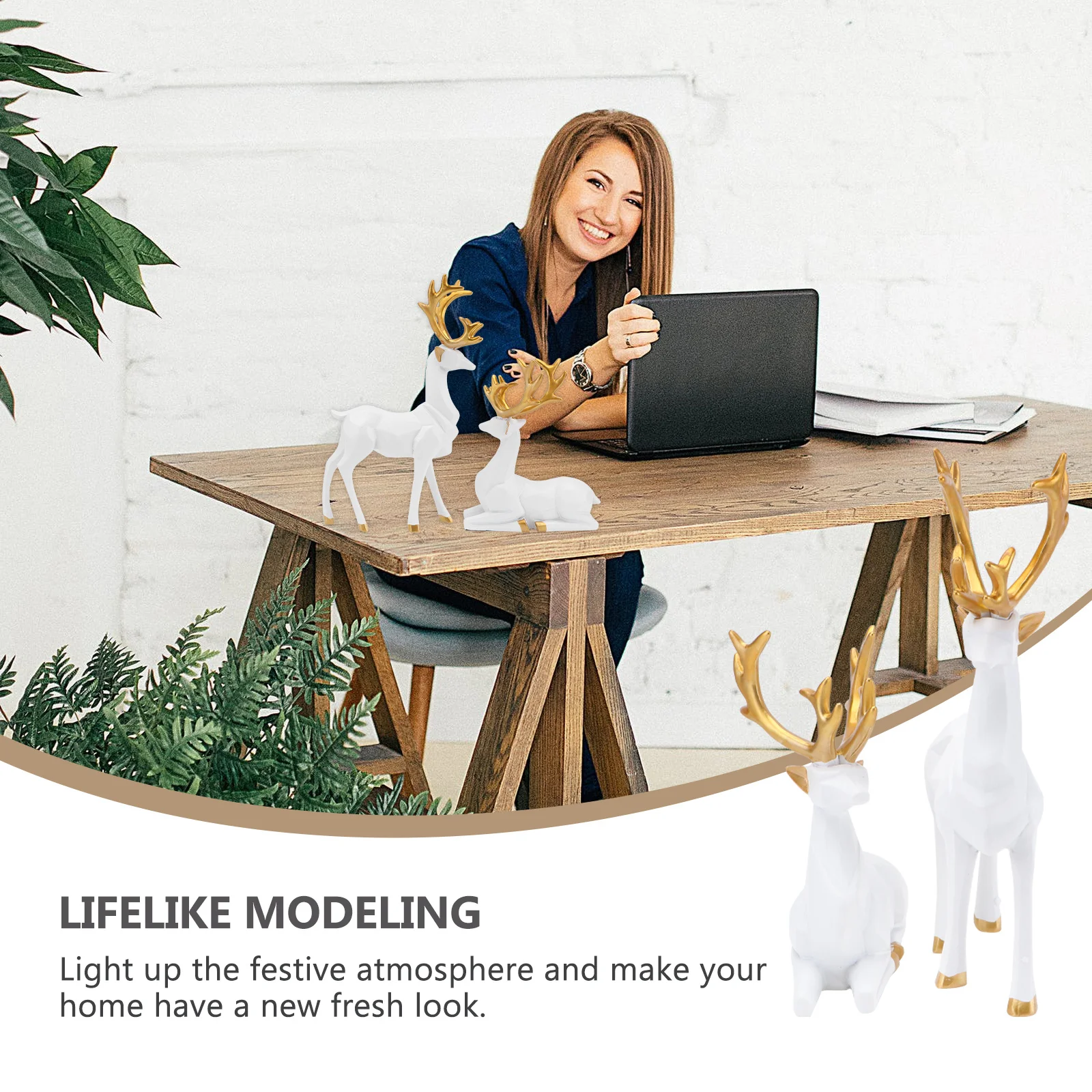 

Elk Decoration Beautiful Christmas Home Decor Tabletop Deer Ornament For Holiday Party Desktop Xmas Decoration