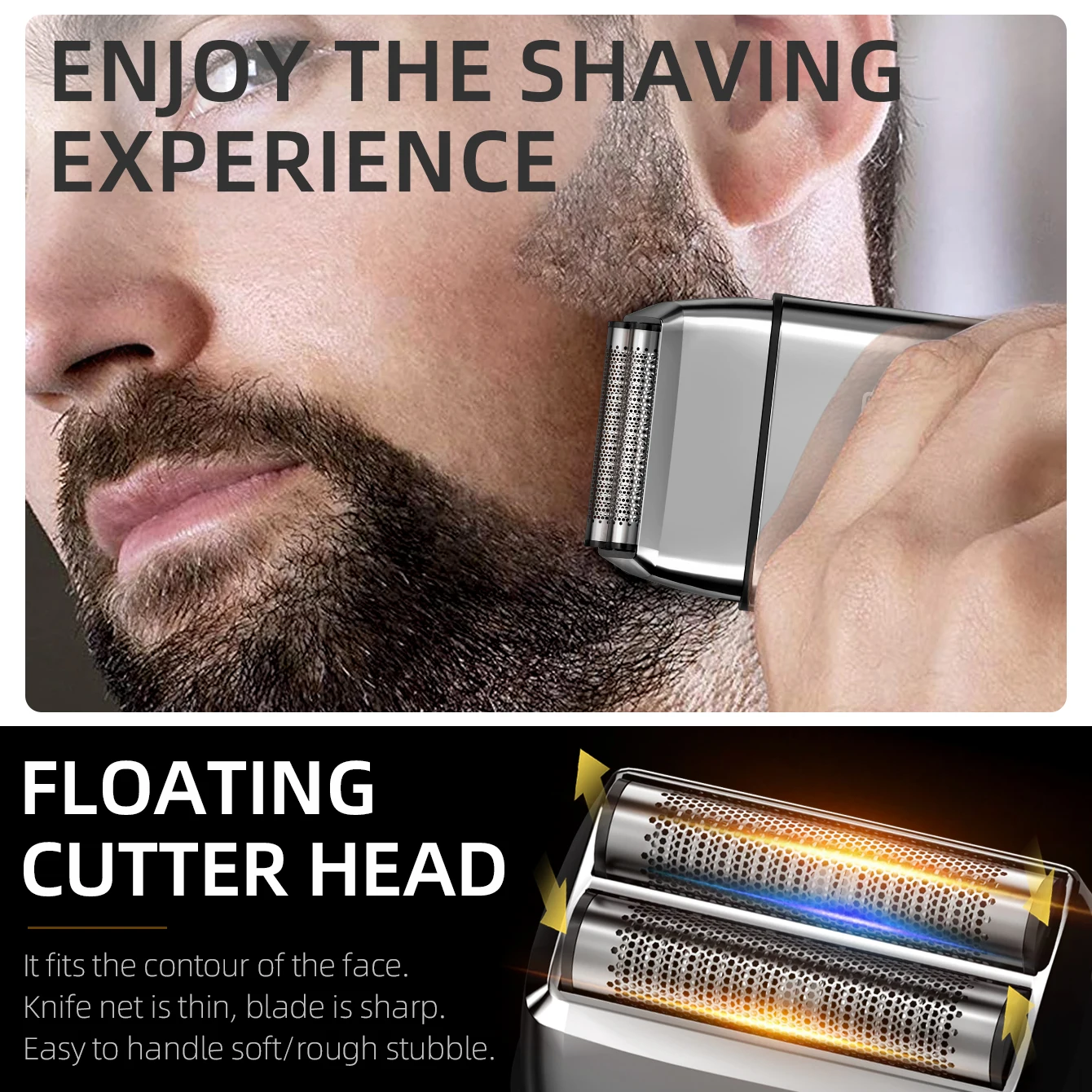 KIKIDO Electric Shaver Professional Razor Powerful Beard Trimmer Rechargeable Shaving Machine Beard Cutting Machine for Men TX2