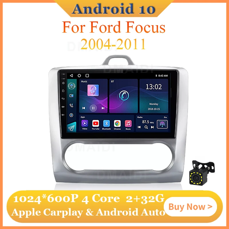 

Android 10 Car GPS Navigation 4 Core 32G Wireless Apple Carplay Android Auto For Ford Focus Automatic Air Conditioning 2004-2011