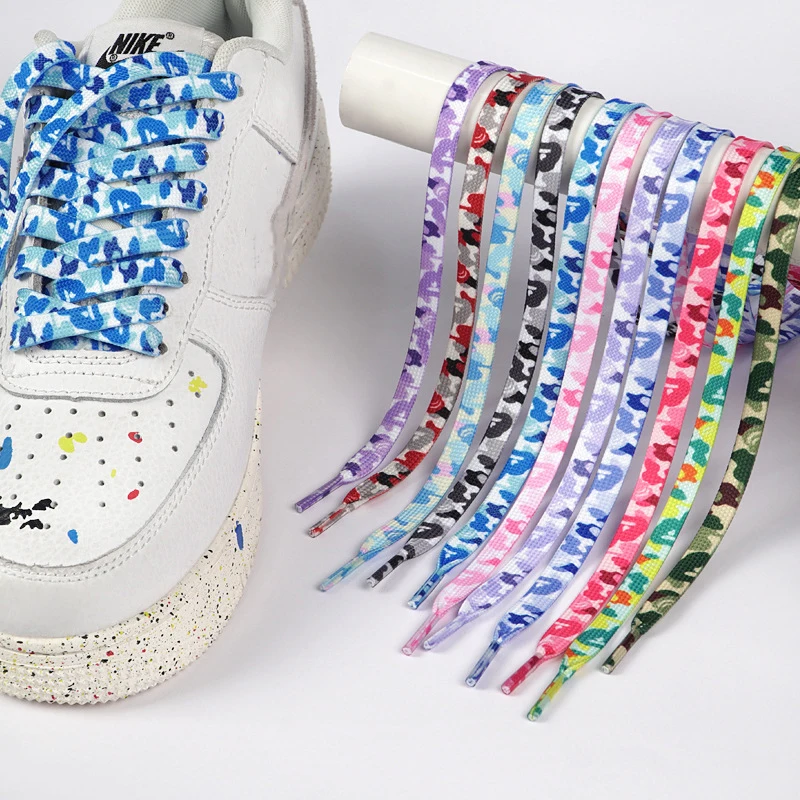 Fashionable Camouflage-Print Shoelaces Flat High-Quality Laces Suitable for a variety of shoes 1Pair/3Pair