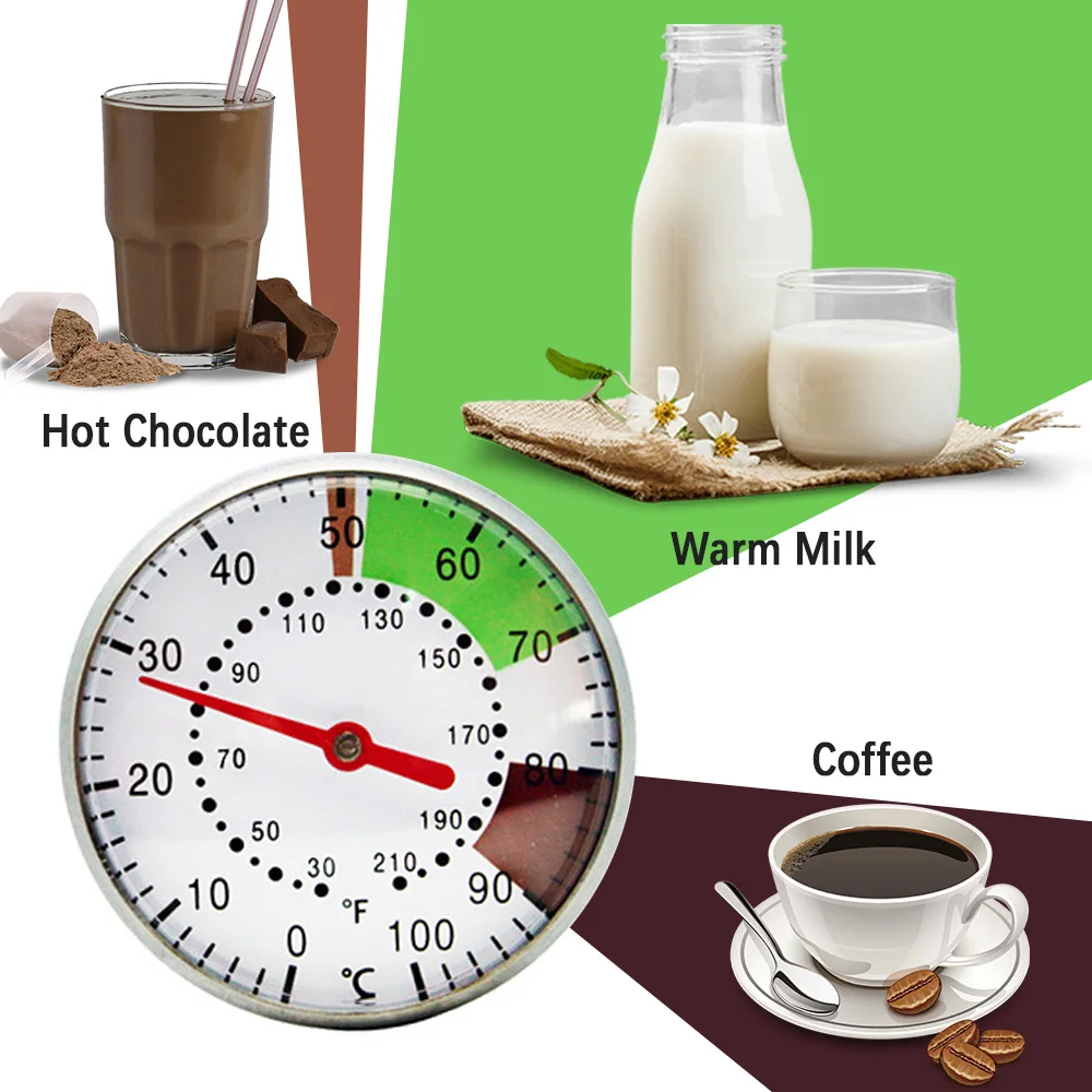 5-Inch Dial Probe Thermometer 0-100 °C Milk Coffee Thermometer Instant Read Stainless Steel for Kitchen Food Cooking Milk Coffee