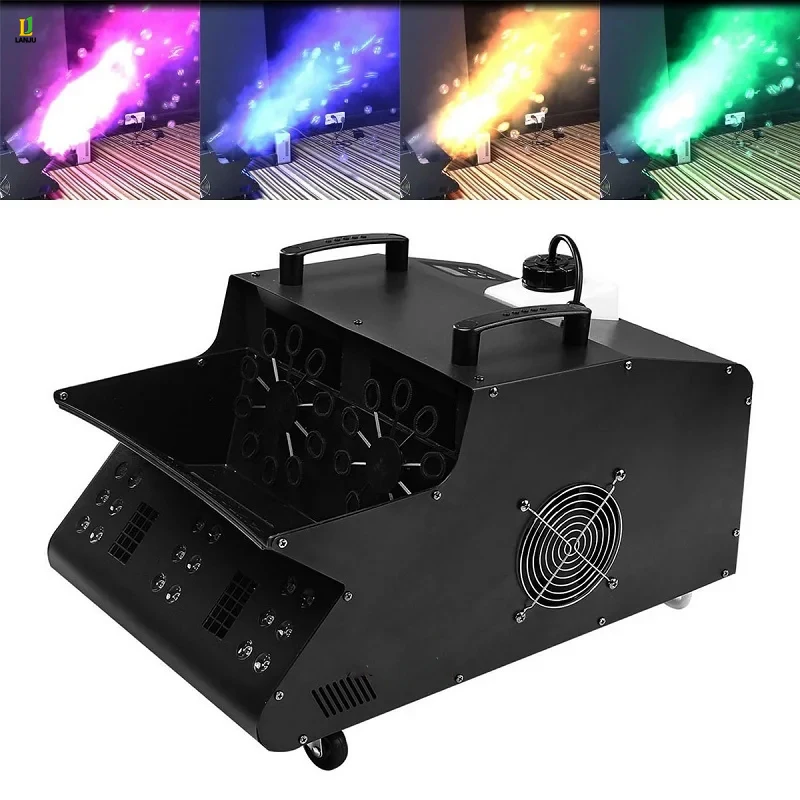 Imagem -02 - Led Rgb Smoke Dyeing Machine 3000w Controle Dmx Dupla Roda Controle Remoto Máquina de Nevoeiro para dj Festas de Discoteca Wedding Stage