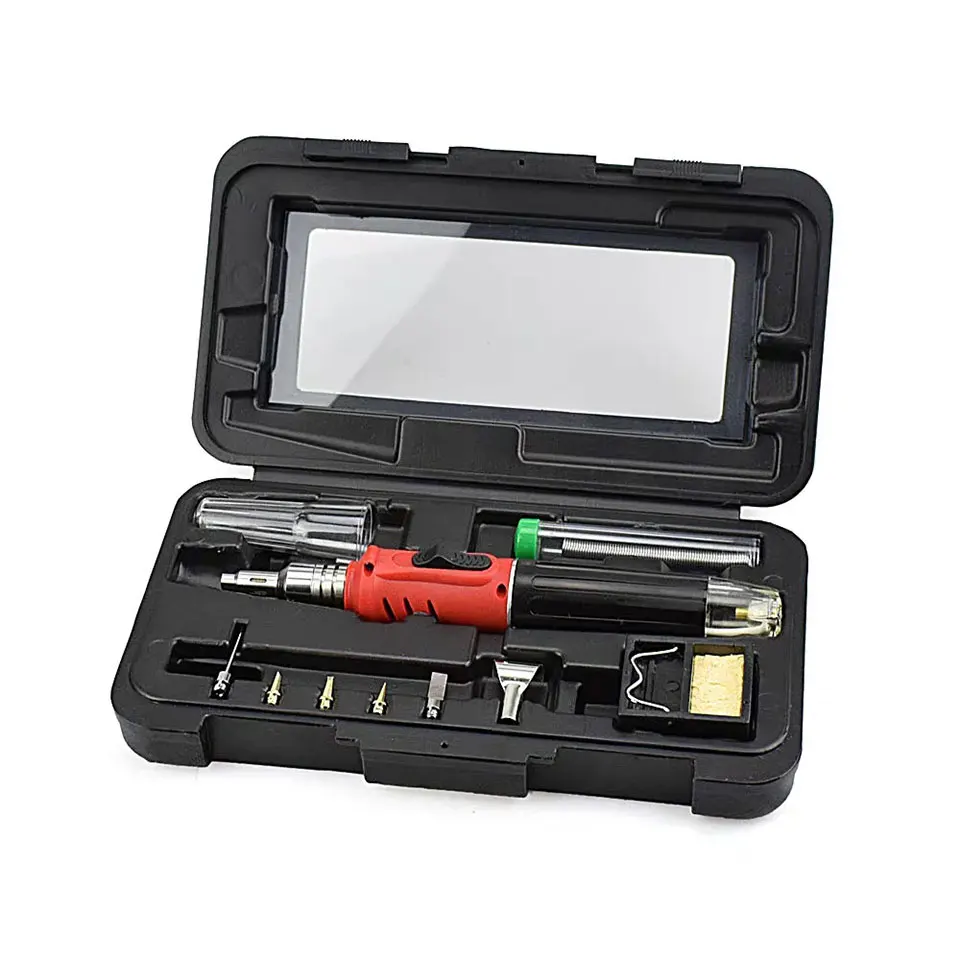 Soldering Iron Multifunctional 10 in 1 Soldering Iron Set Butane Gas Soldering Iron Set 26Ml Welding Torch Kit Tool