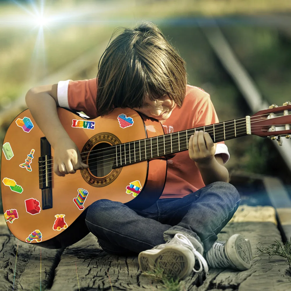 50PCS Colorful Building Blocks Sticker Watercolor DIY Skateboard Cartoon Laptop Phone Graffiti Cute Decoration Cool Stickers