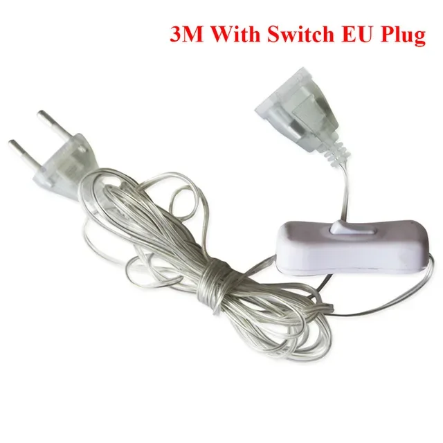 3m Plug Extender Wire Extension Cable EU/US/USB Plug for LED String Light Wedding Navidad Decor Led Garland DIY Christmas Lights