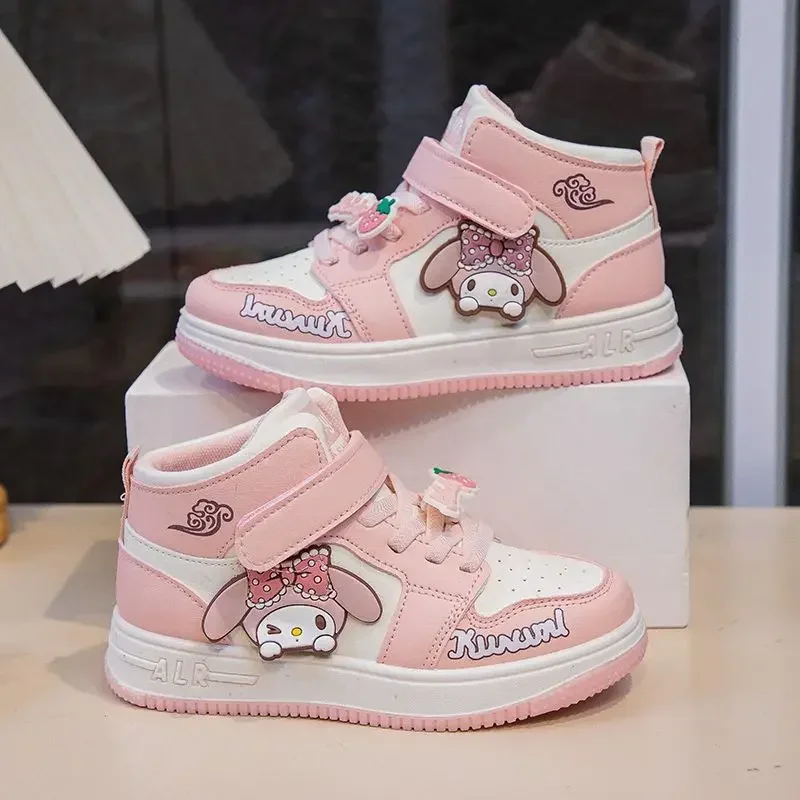 Kuromi Anime Kawaii Sanrio High Top scarpe Casual Cute Cartoon bambini My Melody Ins Fashion Board Sneakers regali per bambini