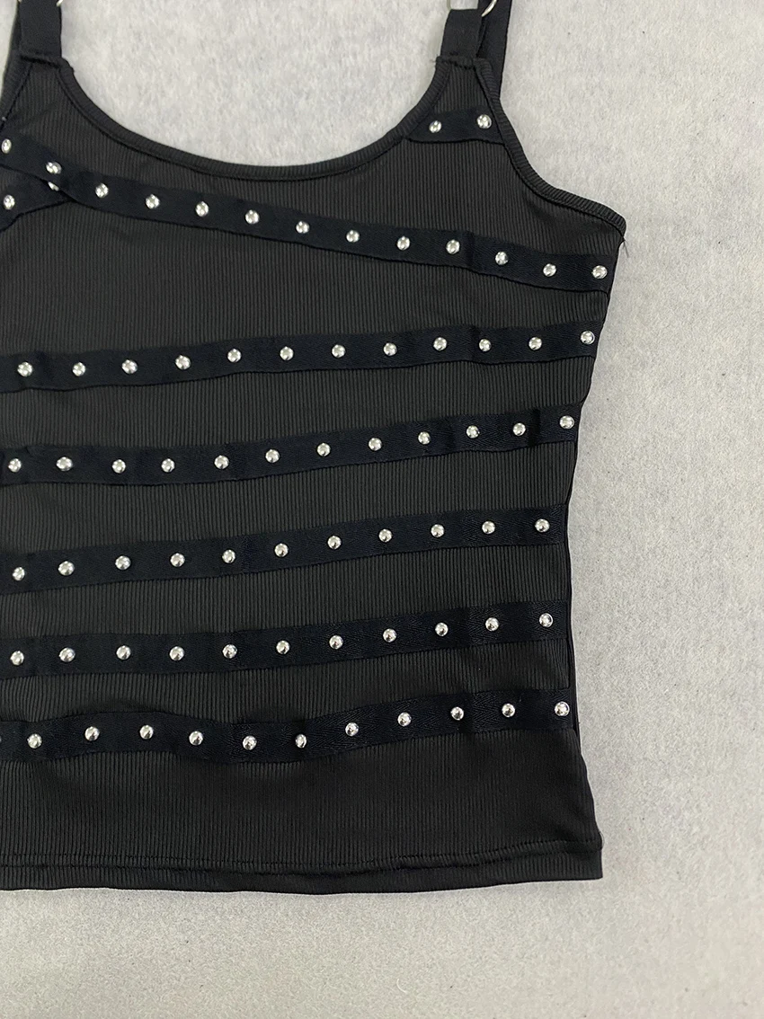 Harajuku Ästhetik Punk Vielseitige Klassische Tanktops Y2K Streetwear Mode Schlankmachende Sexy Hot Girl Einfarbige Camisole Weste für Frauen – Detail 9
