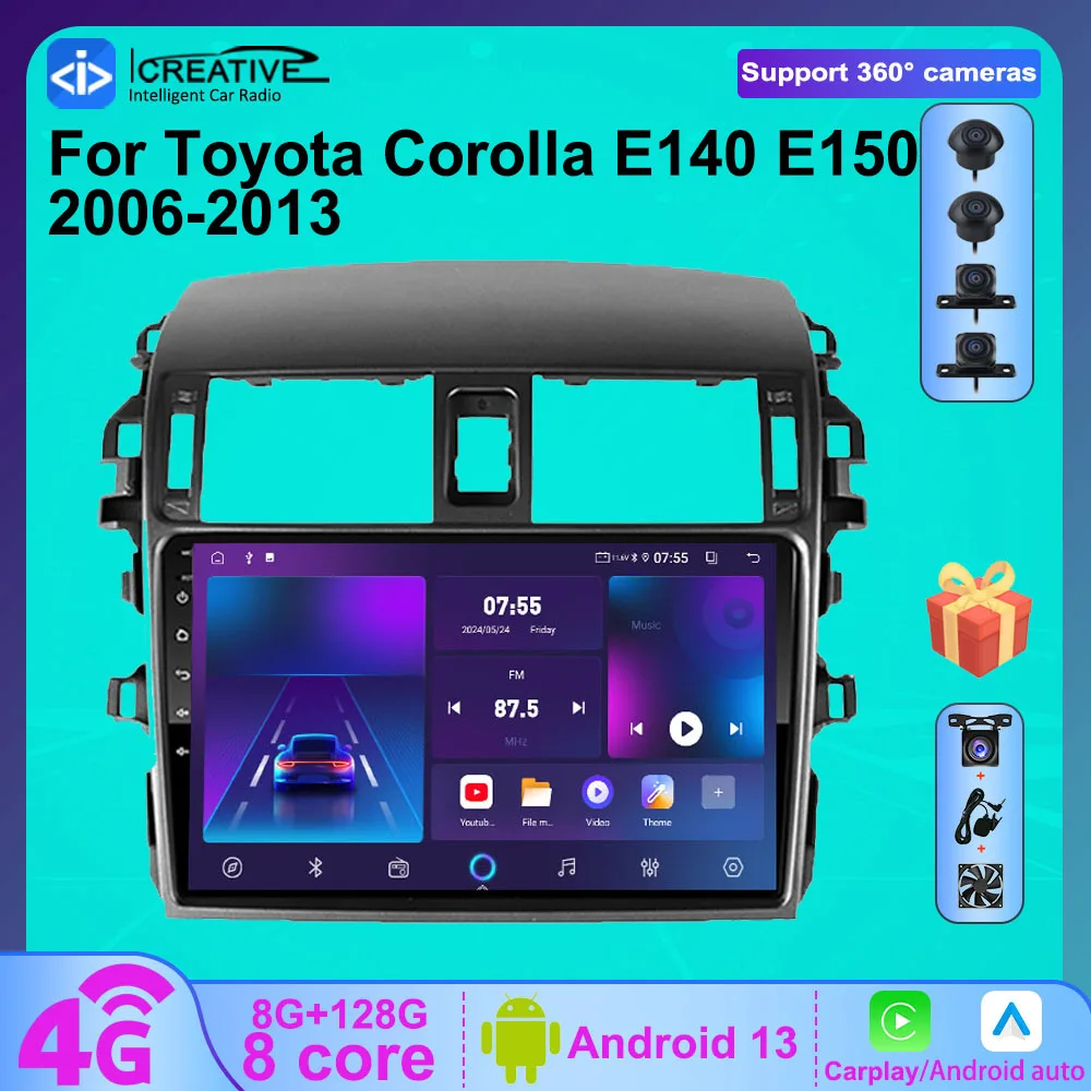 Android Car Stereo For Toyota Corolla E140/150 2006-2013 Car Radio Multimedia Player Carplay Android Auto Head Unit 4G WIFI Navi