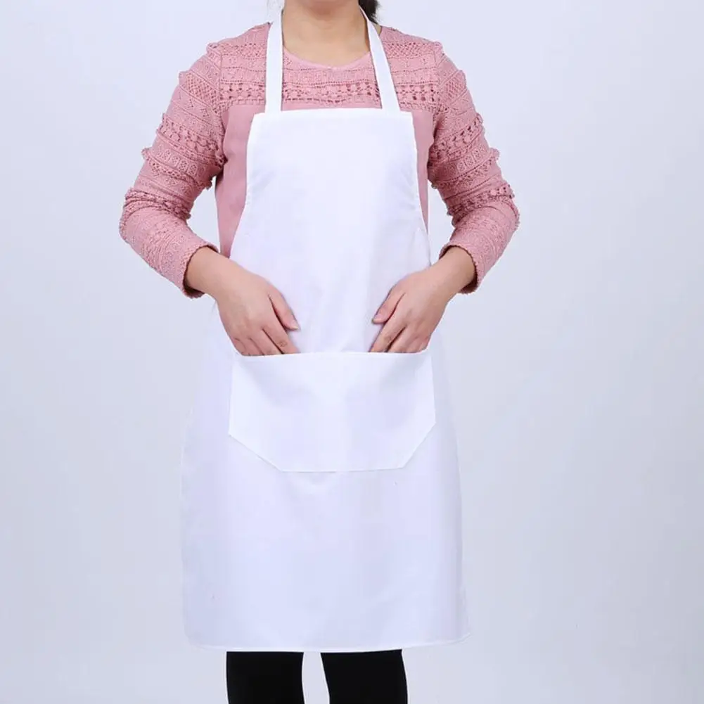 2022 New Fashion Unisex fartuch roboczy biały fartuch przeciw zabrudzeniom łatwy w użyciu fartuchy kuchenne Chef pieczenia ubrania z kieszeniami