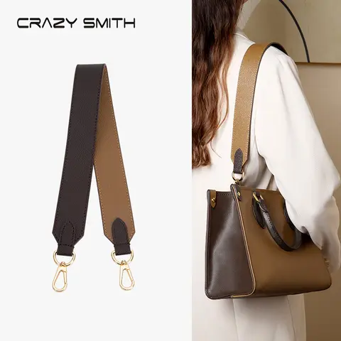 CRAZYSMITH Genuine Leather Replacement Wide Shoulder Bag Strap for LV Onthego Tote Bag Adjustable Crossbody Handbag Belts Straps