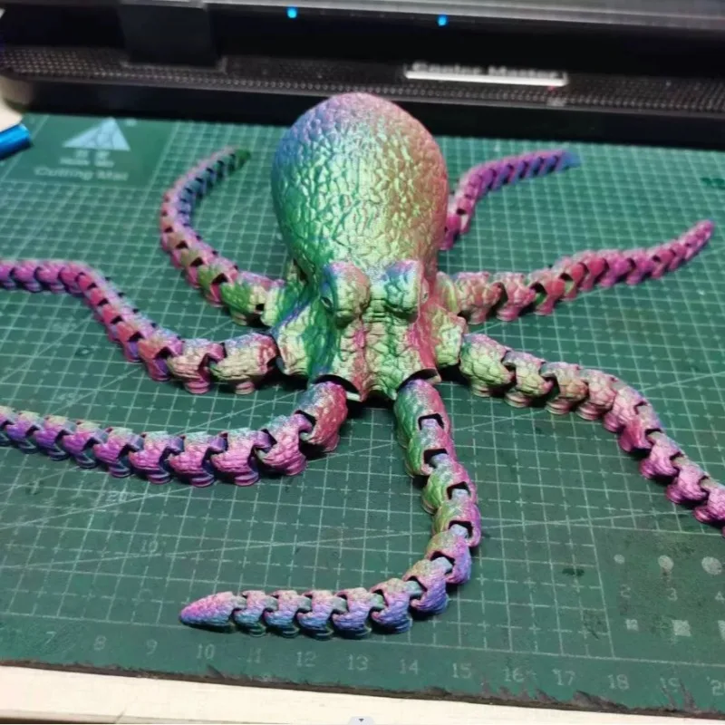 27CM 3D Printed Octopus Figurine with Flexible Joints For Home Office Desk Decor, Ocean Animal Table Ornament Ideal Gift Toy