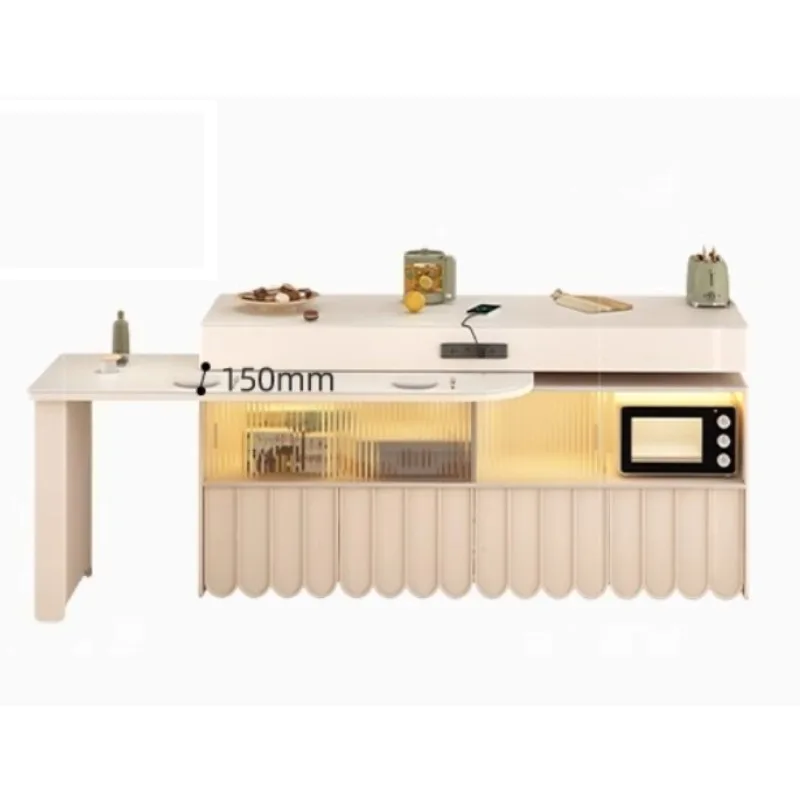 

Rockslab mid-island retractable dining table integrated open kitchen partition guide table cabinet western kitchen cooking table