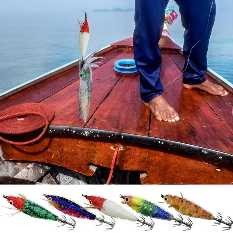 Squid Jig 3D Glow In The Dark Squid Jig Hooks Animated Lure Squid Lures Fishing Portable Deep Sea Fishing Lures For Outdoor